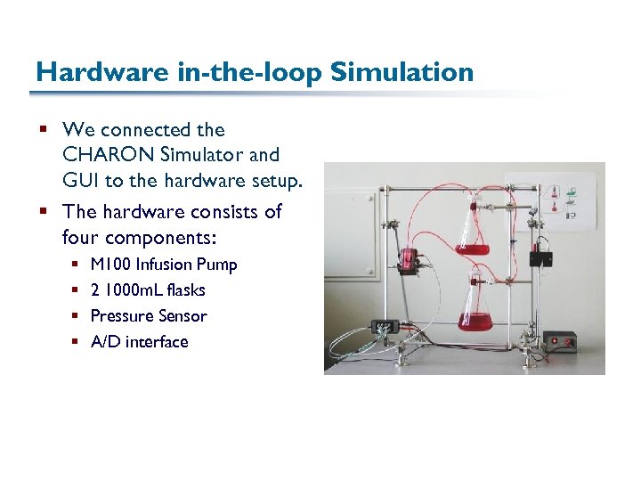 Hardware in-the-loop Simulation § We connected the CHARON Simulator and GUI to the hardware