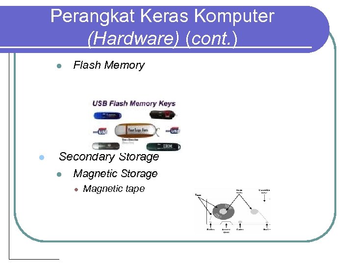 Perangkat Keras Komputer (Hardware) (cont. ) l l Flash Memory Secondary Storage l Magnetic