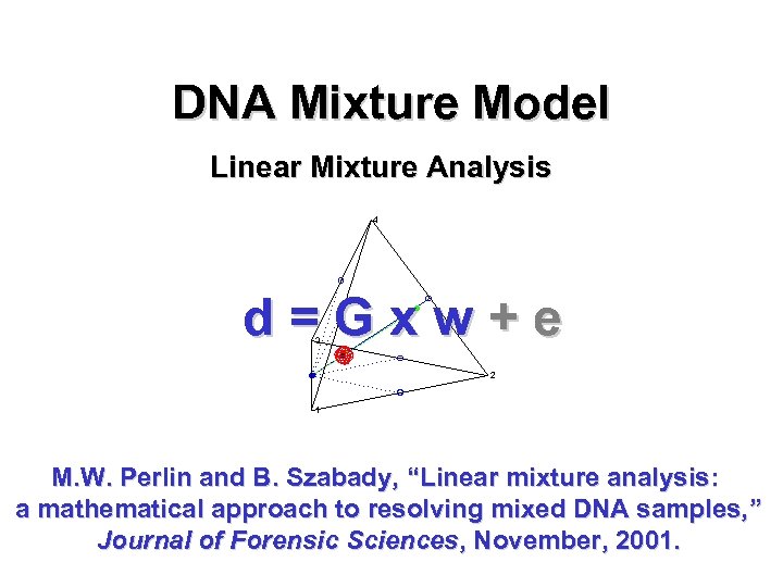DNA Mixture Model Linear Mixture Analysis d = G x w + e M.
