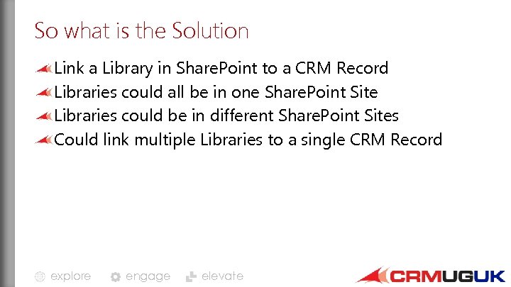 So what is the Solution Link a Library in Share. Point to a CRM