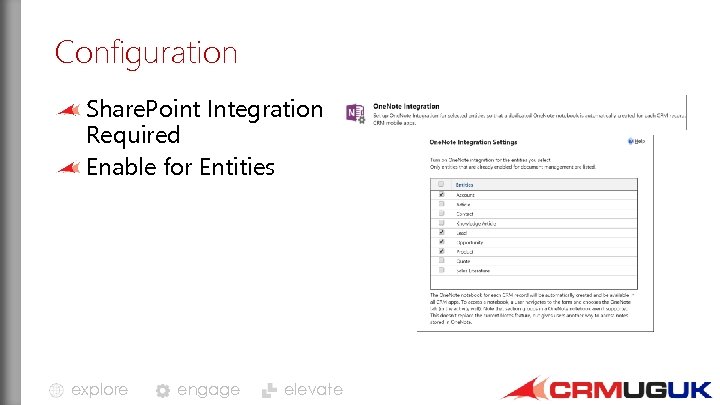 Configuration Share. Point Integration Required Enable for Entities explore engage elevate 