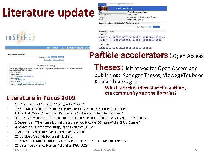 Literature update Particle accelerators: Open Access Theses: Initiatives for Open Access and publishing: Springer