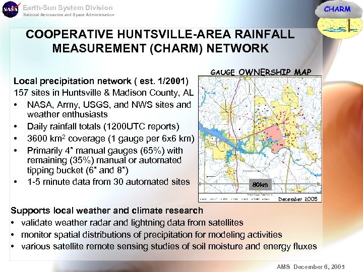 Earth-Sun System Division National Aeronautics and Space Administration COOPERATIVE HUNTSVILLE-AREA RAINFALL MEASUREMENT (CHARM) NETWORK