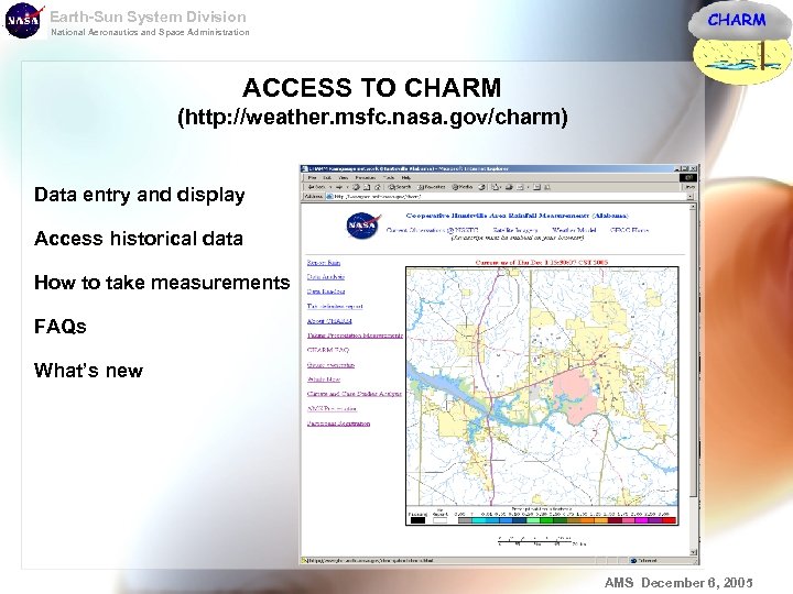 Earth-Sun System Division National Aeronautics and Space Administration ACCESS TO CHARM (http: //weather. msfc.