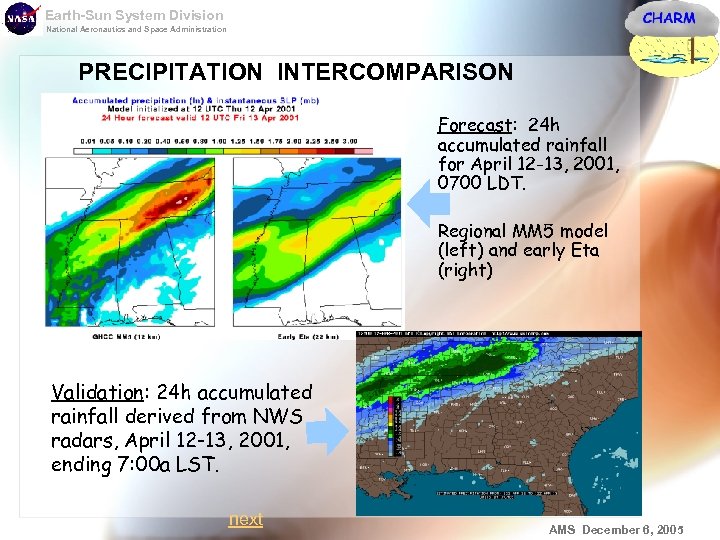 Earth-Sun System Division National Aeronautics and Space Administration PRECIPITATION INTERCOMPARISON Forecast: 24 h accumulated