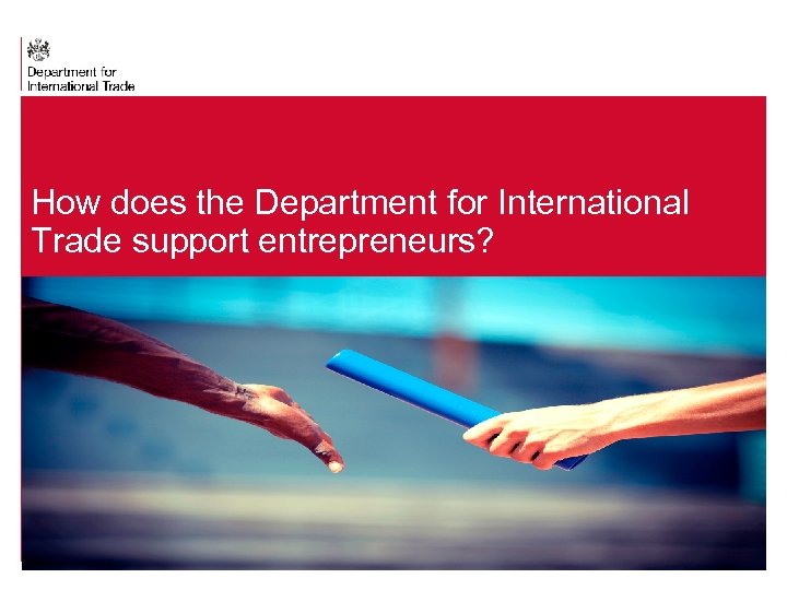 How does the Department for International Trade support entrepreneurs? 20 Presentation title - edit