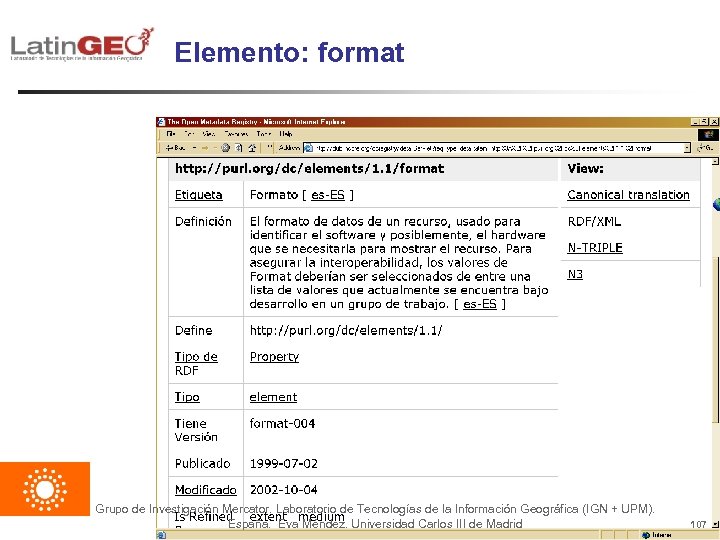 Elemento: format Grupo de Investigación Mercator. Laboratorio de Tecnologías de la Información Geográfica (IGN