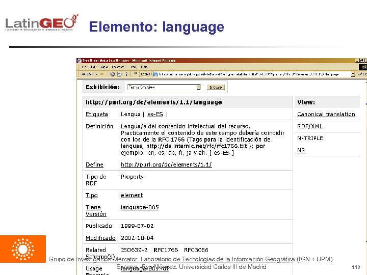 Elemento: language Grupo de Investigación Mercator. Laboratorio de Tecnologías de la Información Geográfica (IGN