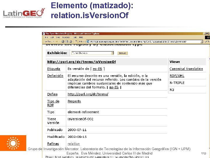 Elemento (matizado): relation. is. Version. Of Grupo de Investigación Mercator. Laboratorio de Tecnologías de