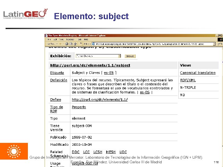 Elemento: subject Grupo de Investigación Mercator. Laboratorio de Tecnologías de la Información Geográfica (IGN