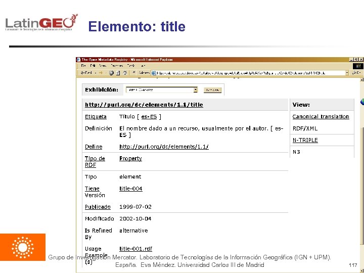 Elemento: title Grupo de Investigación Mercator. Laboratorio de Tecnologías de la Información Geográfica (IGN