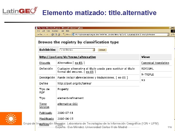 Elemento matizado: title. alternative Grupo de Investigación Mercator. Laboratorio de Tecnologías de la Información