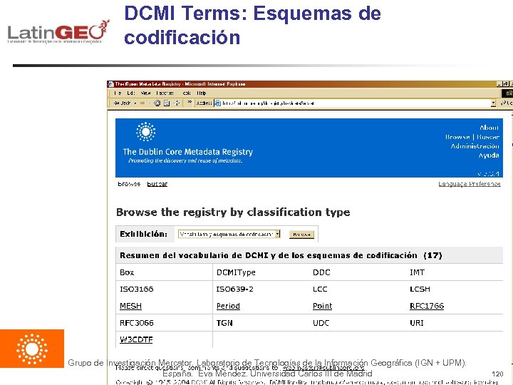 DCMI Terms: Esquemas de codificación Grupo de Investigación Mercator. Laboratorio de Tecnologías de la