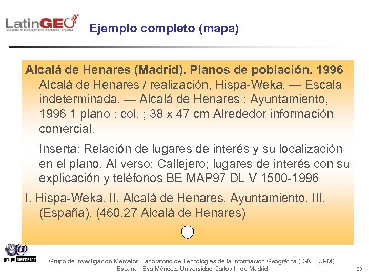 Ejemplo completo (mapa) Alcalá de Henares (Madrid). Planos de población. 1996 Alcalá de Henares