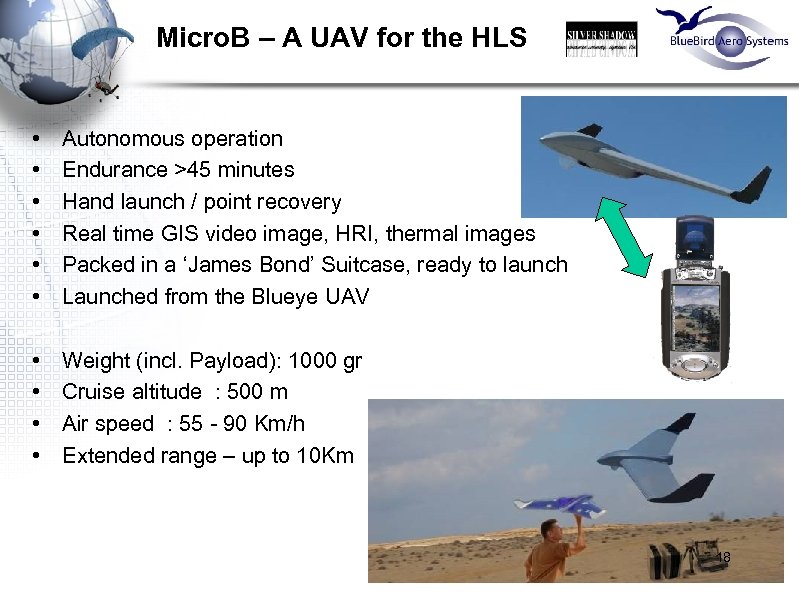 Micro. B – A UAV for the HLS • • • Autonomous operation Endurance