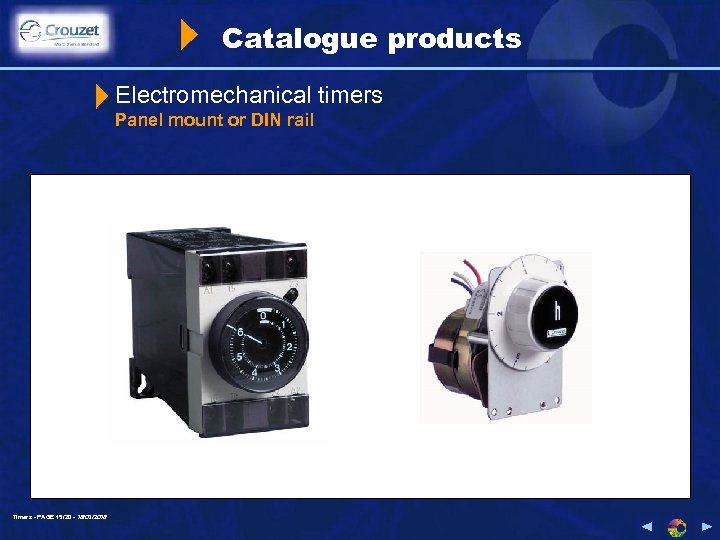 Catalogue products Electromechanical timers Panel mount or DIN rail Timers - PAGE 15/20 -