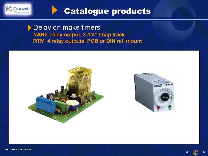 Catalogue products Delay on make timers NAR 2, relay output, 2 -1/4” snap track