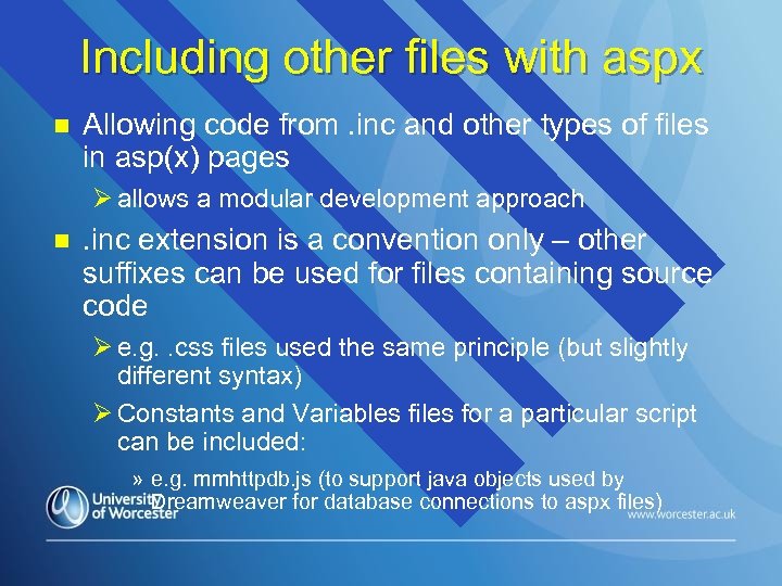 Including other files with aspx n Allowing code from. inc and other types of