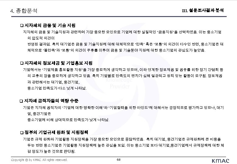 4. 종합분석 III. 설문조사결과 분석 지자체의 금융 및 기술 지원 지자체의 금융 및 기술지원과