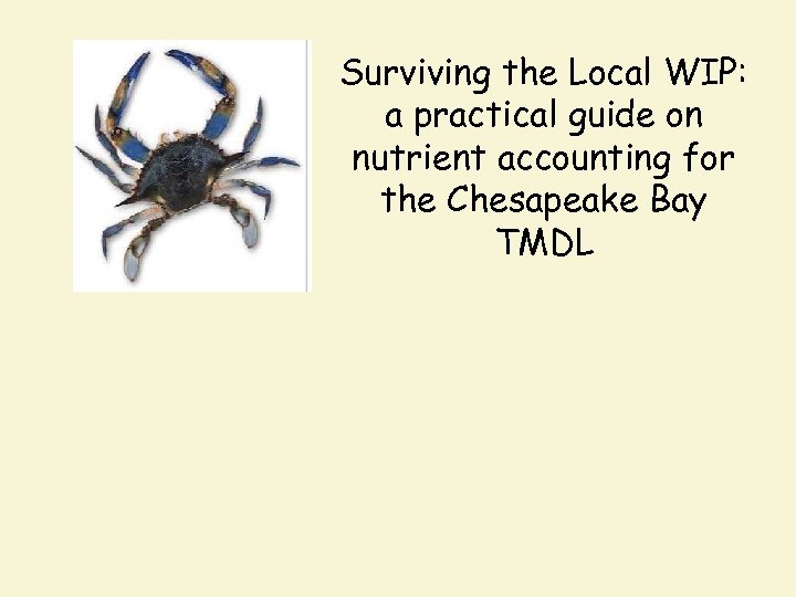 Surviving the Local WIP: a practical guide on nutrient accounting for the Chesapeake Bay