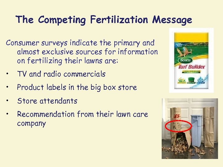 The Competing Fertilization Message Consumer surveys indicate the primary and almost exclusive sources for