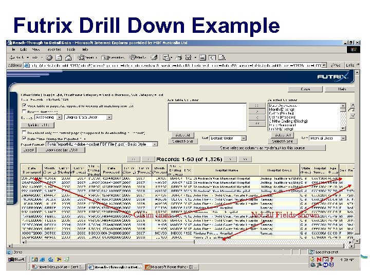 Futrix Drill Down Example Claim lines Not all Fields shown 