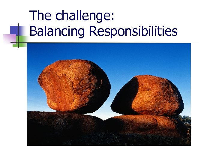 The challenge: Balancing Responsibilities 