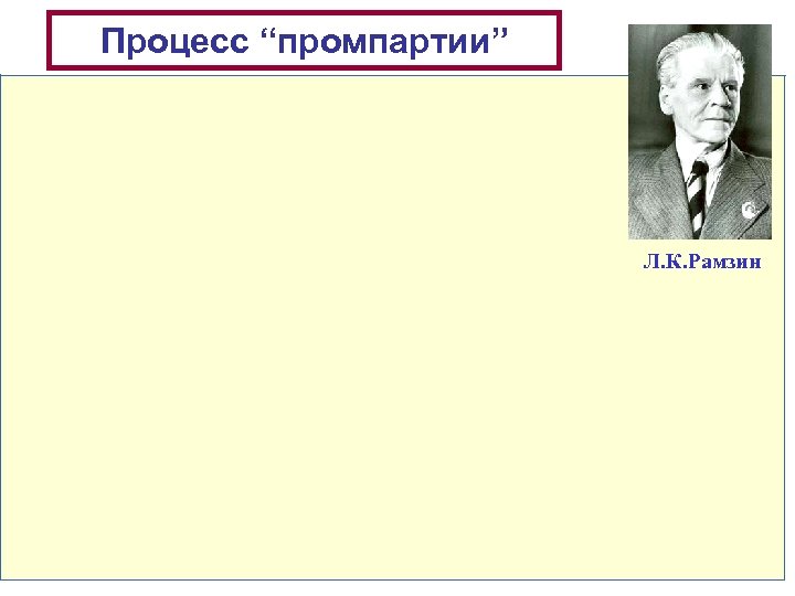 Процесс “промпартии” Л. К. Рамзин 