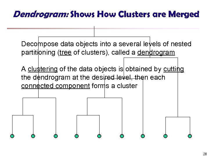 Dendrogram: Shows How Clusters are Merged Decompose data objects into a several levels of