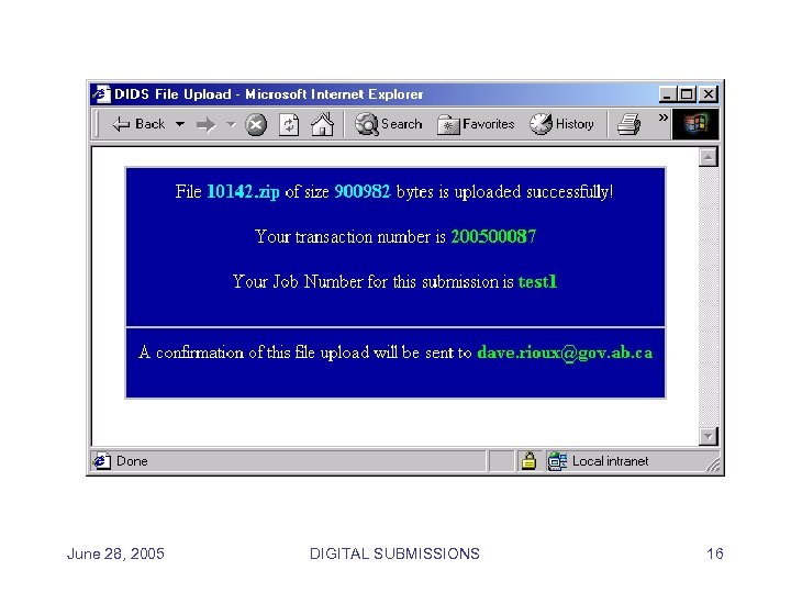 June 28, 2005 DIGITAL SUBMISSIONS 16 