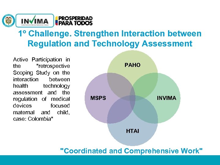 1º Challenge. Strengthen Interaction between Regulation and Technology Assessment Active Participation in the 
