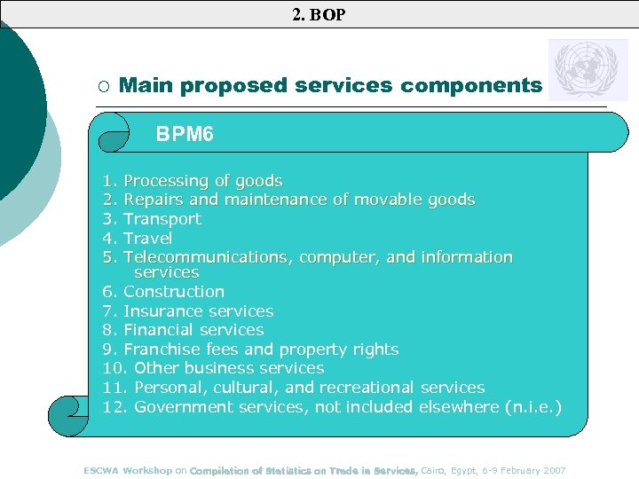 2. BOP ¡ Main proposed services components BPM 6 1. 2. 3. 4. 5.