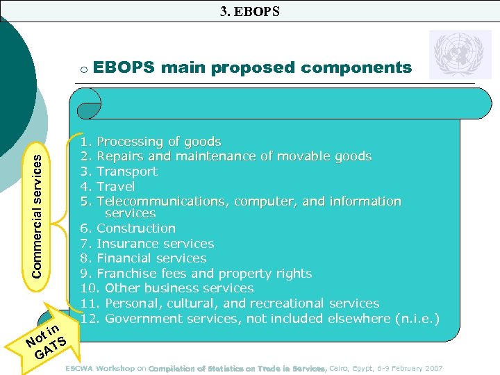 3. EBOPS ¡ EBOPS main proposed components Commercial services 1. 2. 3. 4. 5.