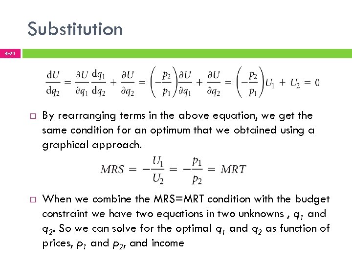 Substitution 4 -71 By rearranging terms in the above equation, we get the same