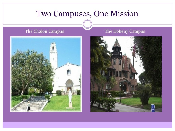 Two Campuses, One Mission The Chalon Campus The Doheny Campus 