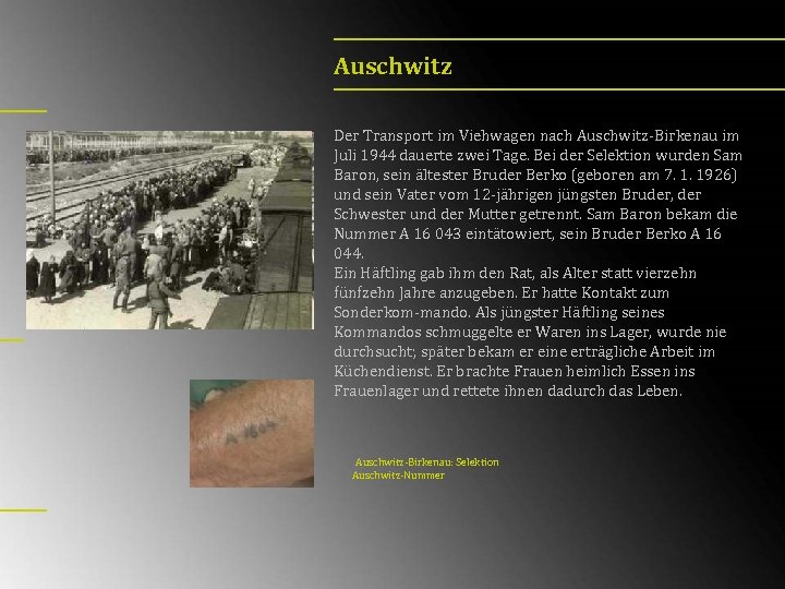 Auschwitz Der Transport im Viehwagen nach Auschwitz-Birkenau im Juli 1944 dauerte zwei Tage. Bei