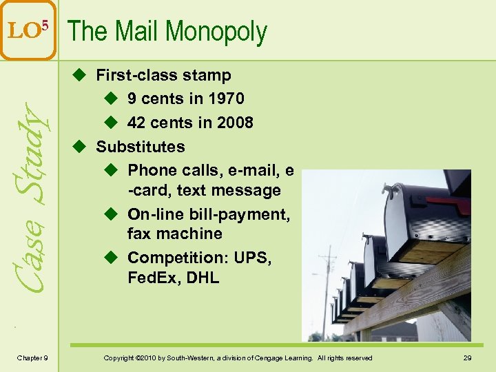 Case Study LO 5 The Mail Monopoly Chapter 9 u First-class stamp u 9