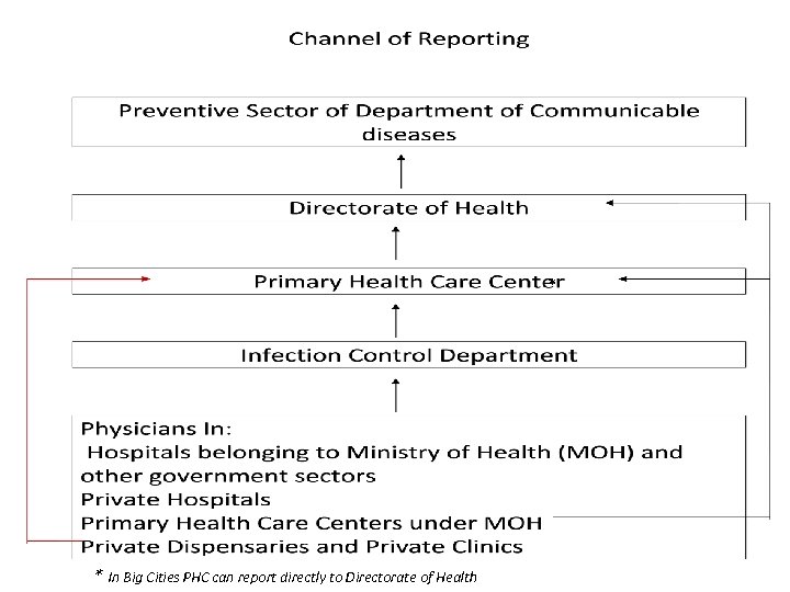* * In Big Cities PHC can report directly to Directorate of Health 