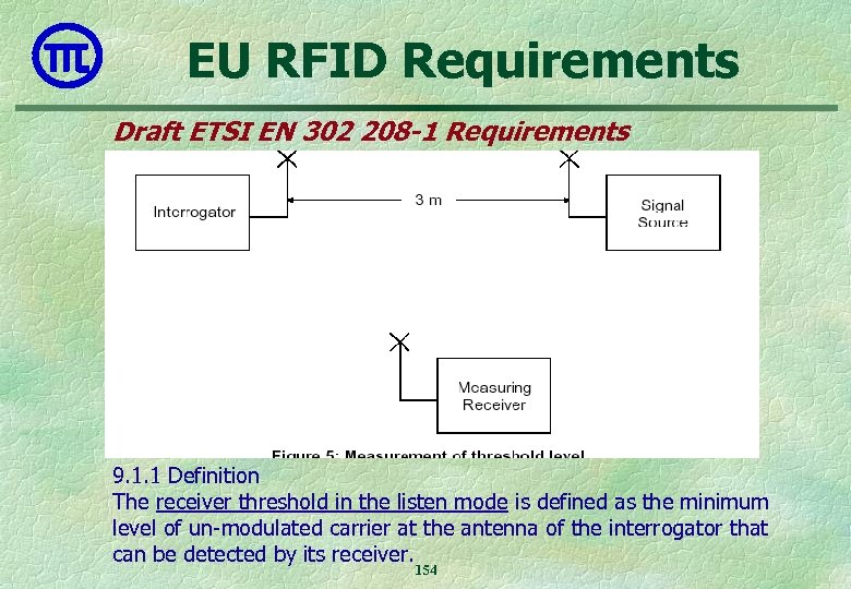 EU RFID Requirements Draft ETSI EN 302 208 -1 Requirements 9. 1. 1 Definition