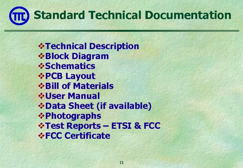 Standard Technical Documentation v. Technical Description v. Block Diagram v. Schematics v. PCB Layout