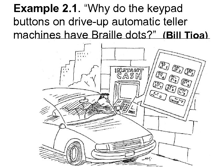 Example 2. 1. “Why do the keypad buttons on drive-up automatic teller machines have