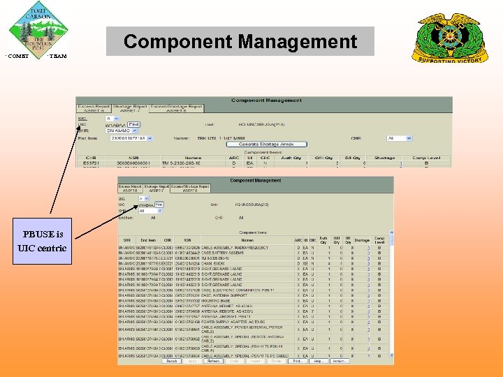 Component Management COMET TEAM PBUSE is UIC centric 