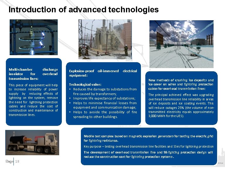 Introduction of advanced technologies Multi-chamber insulator for transmission lines: discharge overhead This piece of