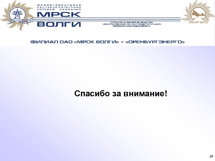 Спасибо за внимание! 39 