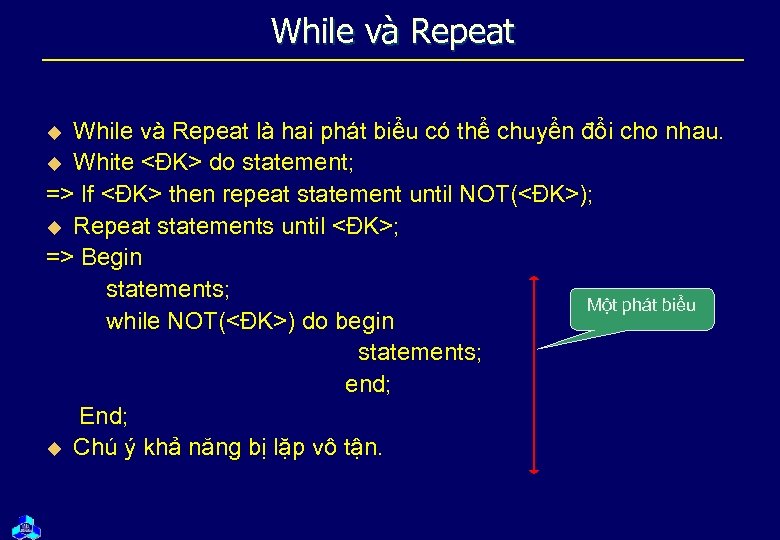 While và Repeat là hai phát biểu có thể chuyển đổi cho nhau. u