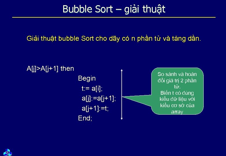 Bubble Sort – giải thuật Giải thuật bubble Sort cho dãy có n phần