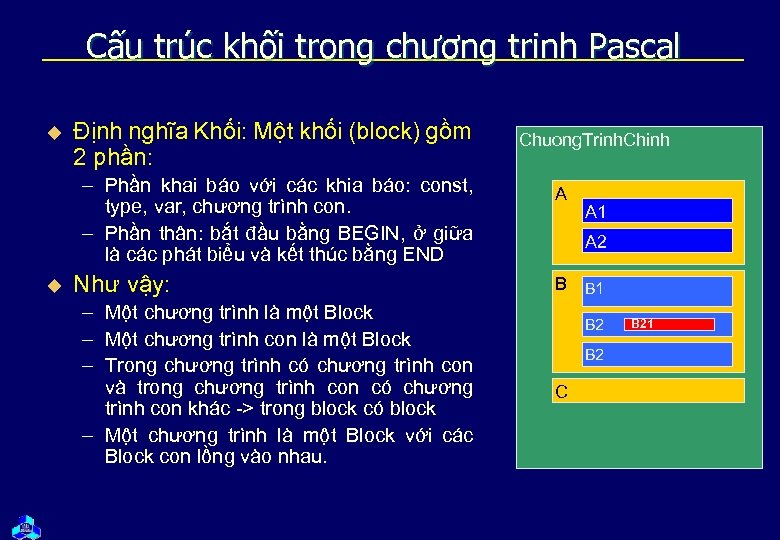 Cấu trúc khối trong chương trinh Pascal u Định nghĩa Khối: Một khối (block)