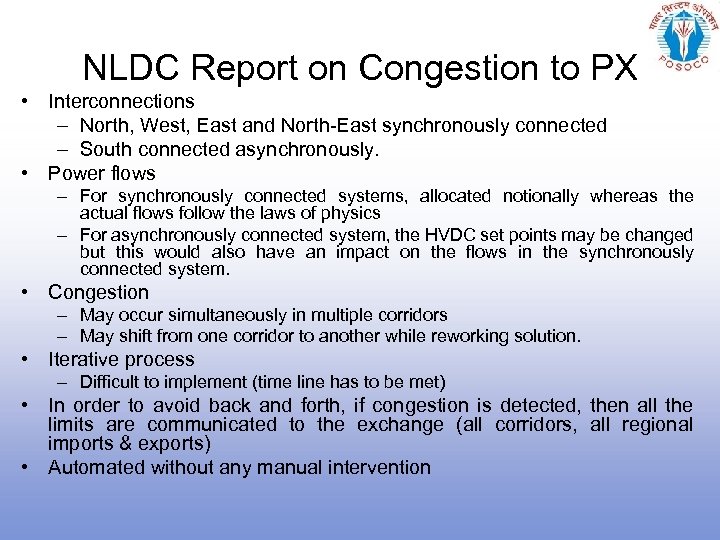 NLDC Report on Congestion to PX • Interconnections – North, West, East and North-East
