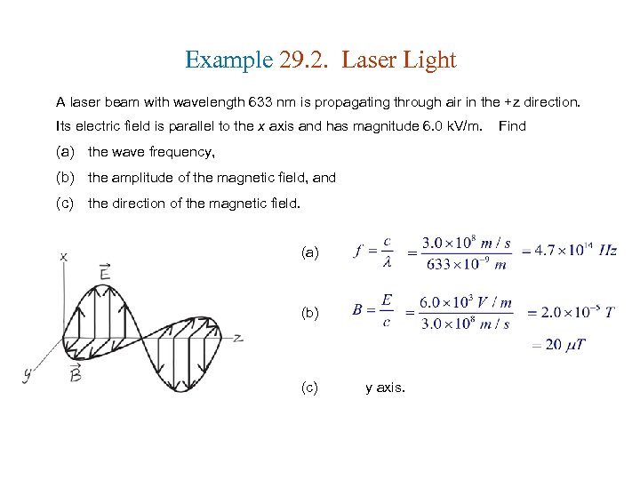 Example 29. 2. Laser Light A laser beam with wavelength 633 nm is propagating