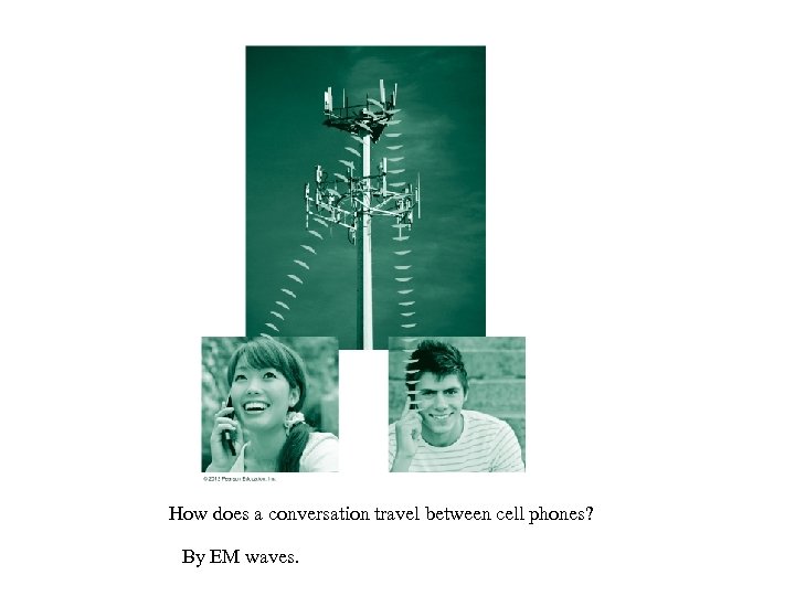How does a conversation travel between cell phones? By EM waves. 